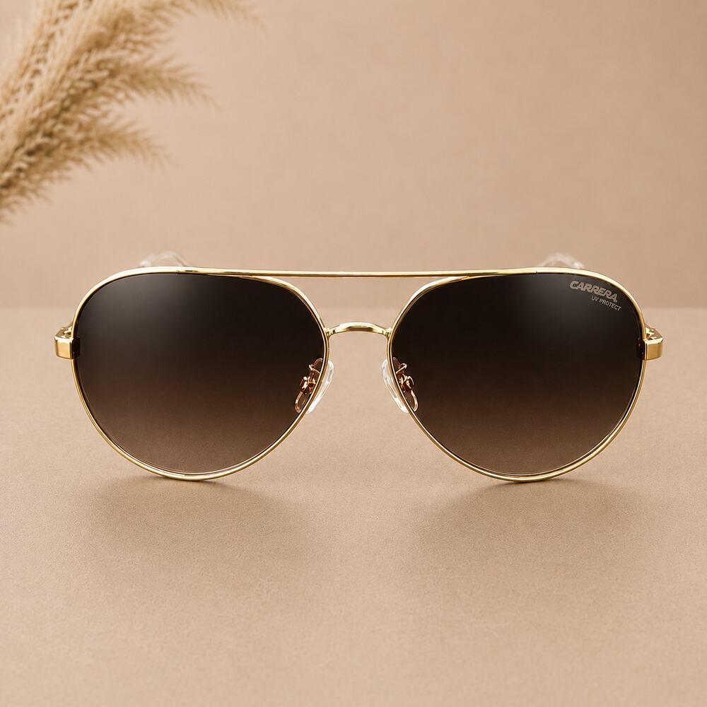 Carrera 3005/S Gold Pilot Aviator Sunglasses Brown Gradient Lenses - Picture 3 of 4